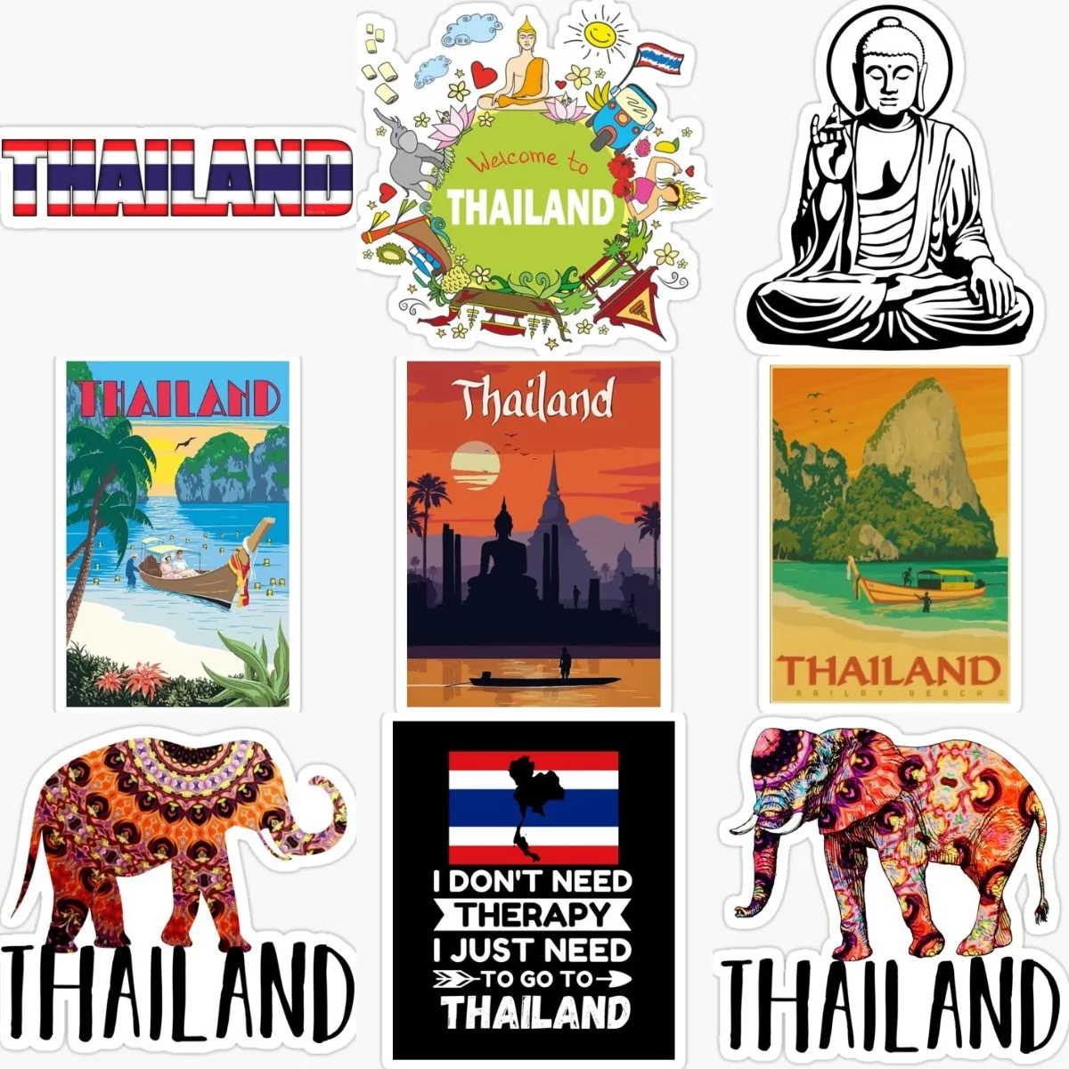Car Accessories Thailand - ประเทศไทย TH ช้างพุทธศาสนาทิวทัศน์สติกเกอร์อุปกรณ์เสริม Van Bike Moto