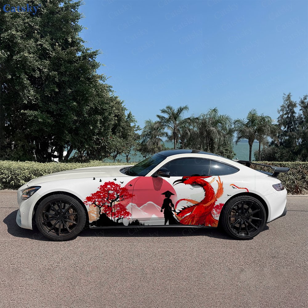 Car Accessories Phoenix - สติ๊กเกอร์ติดข้างรถลาย Crimson Phoenix Warrior Soul, สติ๊กเกอร์