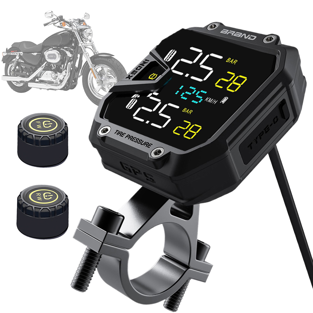 Tire Pressure Monitor - เซ็นเซอร์ตรวจสอบแรงดันลมยางรถจักรยานยนต์ ชาร์จ USB QC3.0 ระบบตรวจจับยางพลังงานแสงอาทิตย์ กันน้ำ