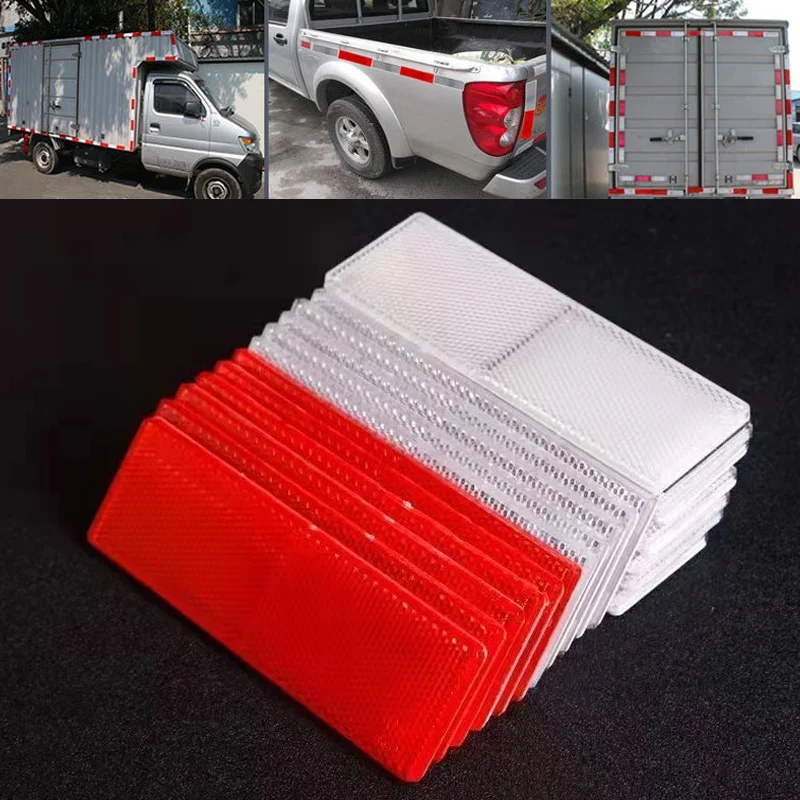 Car Accessories For Night Driving - สี่เหลี่ยมผืนผ้าสะท้อนแสงแผ่นสติกเกอร์กันน้ํา Night Safety ขับรถพลาสติก Reflector ป้ายสติกเกอร์อุปกรณ์เสริมอัตโนมัติ