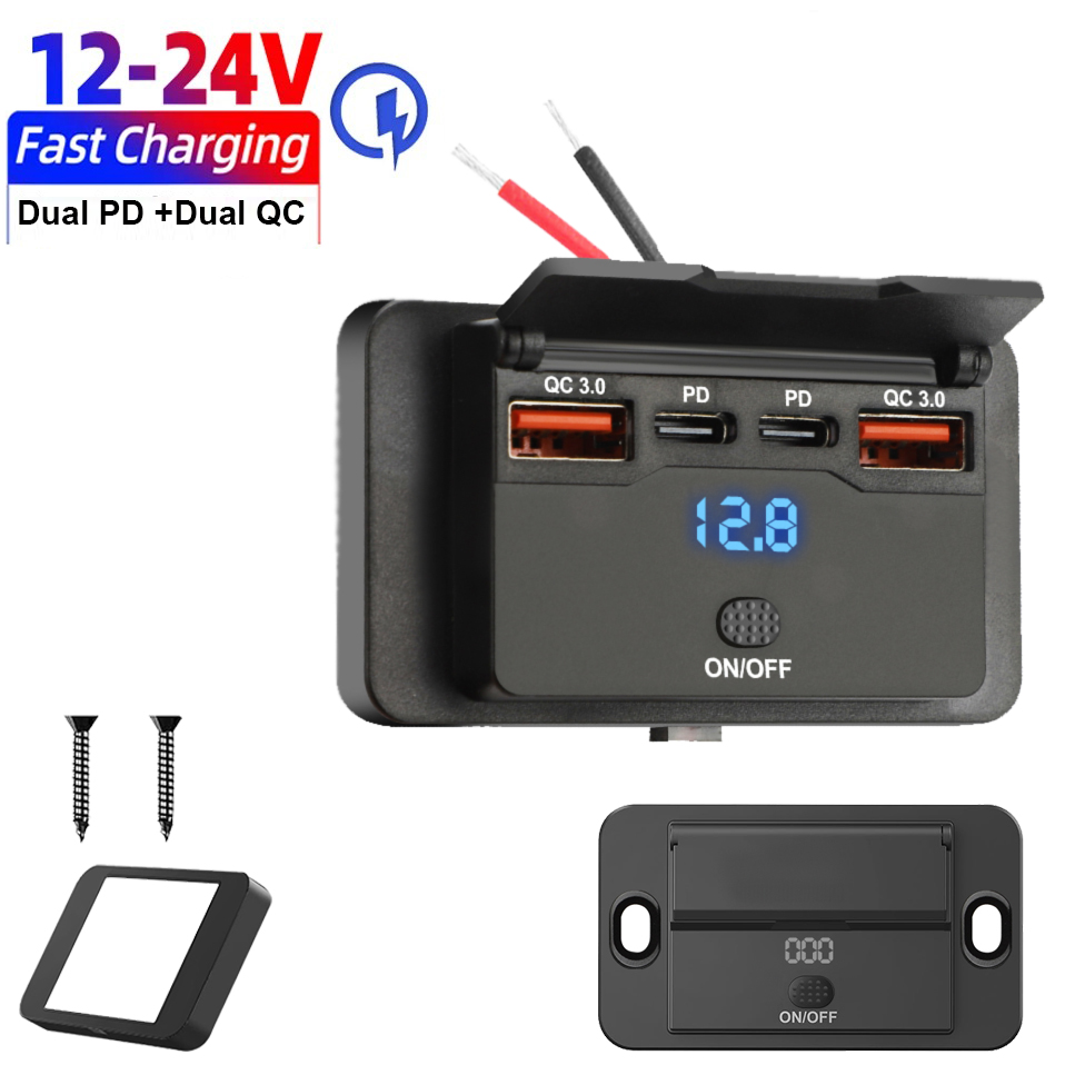 Car Accessories Thailand - แผงช่องเสียบ USB C แบบ 4 พอร์ต