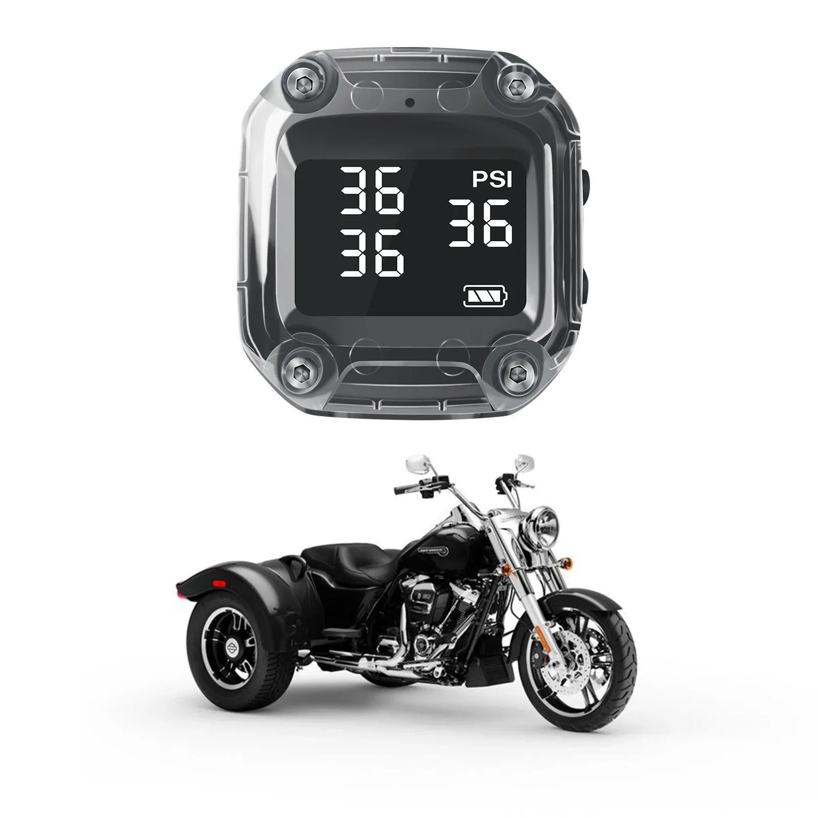 Tire Pressure Monitor - ระบบตรวจสอบแรงดันลมยางไร้สายสำหรับรถจักรยานยนต์ 3 เซ็นเซอร์ภายนอกและภายใน สำหรับรถสามล้อและจักรยาน