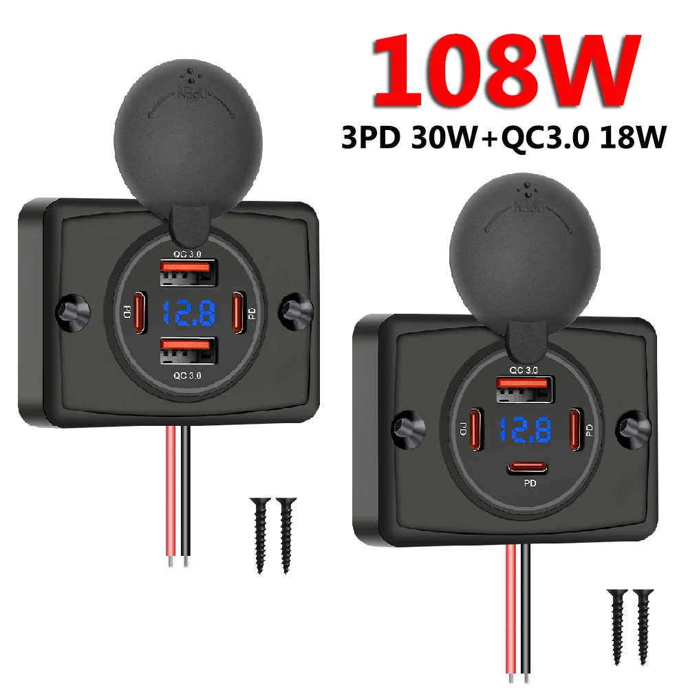 Car Accessories Thailand - 108W ที่ชาร์จแบตในรถ 12V/24V กันน้ำ Dual PD