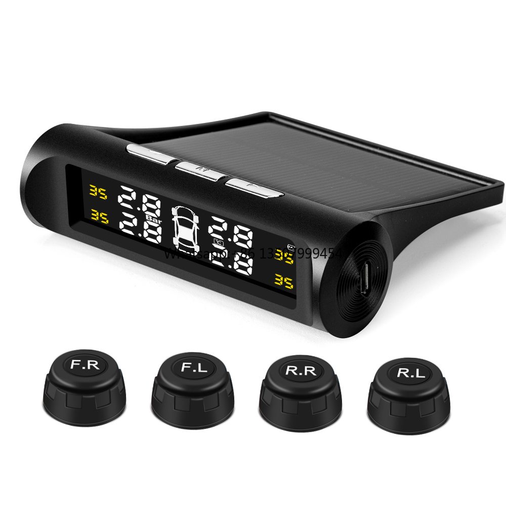 Tire Pressure Monitor - ระบบตรวจสอบแรงดันลมยางรถยนต์ TPMS ชาร์จพลังงานแสงอาทิตย์ จอแสดงผล LCD ดิจิตอล